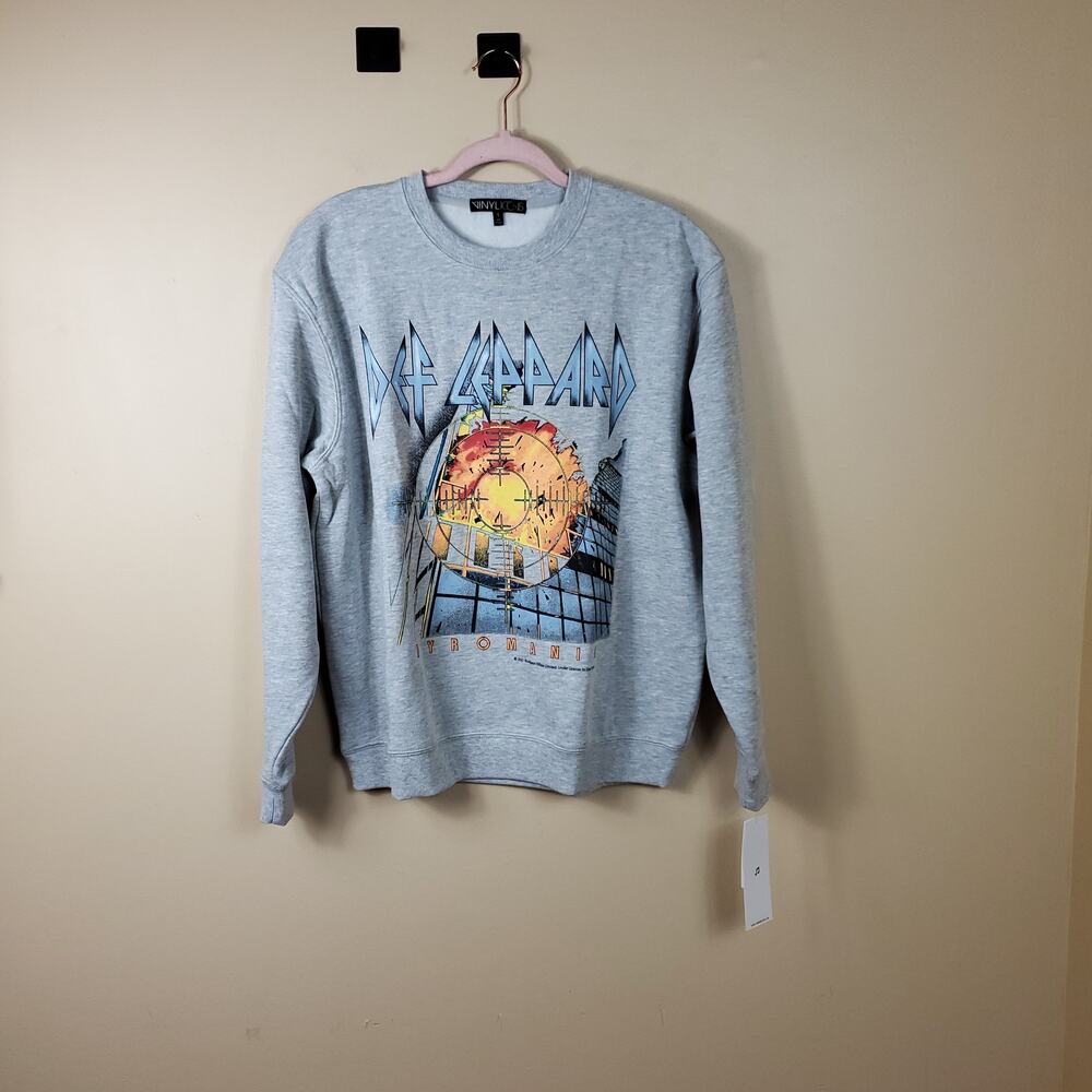 Def Leppard Pyromania Gray Heather Crew Neck Sweatshirt Size S